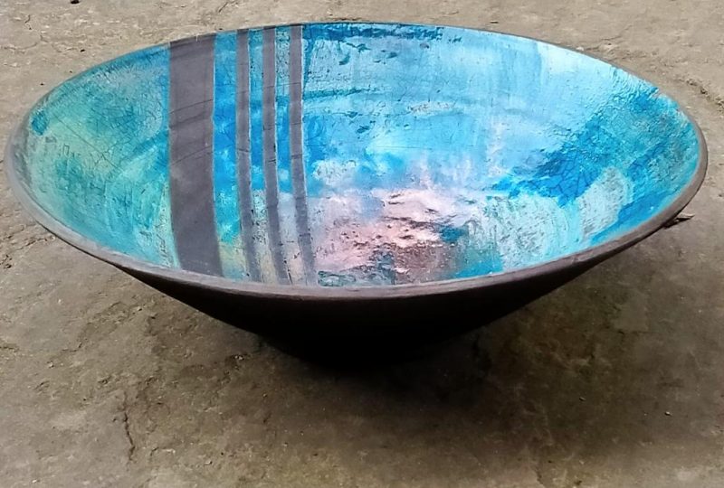 Raku glaze fired bowl, The Shire Workshops